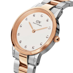 Shop Authentic Daniel Wellington Iconic Link White Dial Two Tone Steel Strap Watch For Women - DW00100359 - Luxxuri