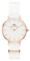  Shop Authentic Daniel Wellington Petite Dover Quartz White Dial White NATO Strap Watch For Women - DW001000313 - Luxxuri