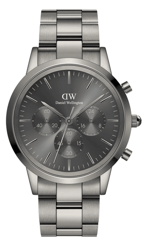  Shop Authentic Daniel Wellington Iconic Link Chronograph Grey Dial Grey Steel Strap Watch for Men - DW00100643 - Luxxuri