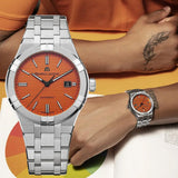  Shop Authentic Maurice Lacroix Aikon Limited Edition Automatic Date Orange Dial Silver Steel Strap Watch For Men - AI6008-SS00F-530-1 - Luxxuri