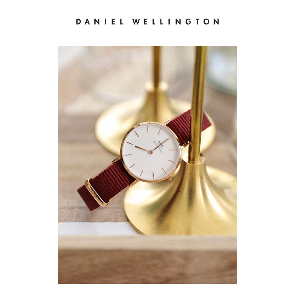  Shop Authentic Daniel Wellington Petite Roselyn White Dial Red Nylon Strap Watch For Women - DW00100291 - Luxxuri