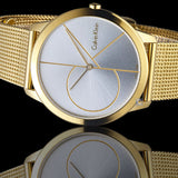  Shop Authentic Calvin Klein Minimal White Dial Gold Mesh Bracelet Watch for Men - K3M21526 - Luxxuri