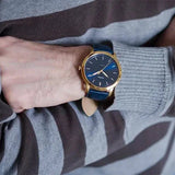  Shop Authentic Fossil The Minimalist 3H Analog Blue Dial Blue Leather Strap Watch for Men - FS5789 - Luxxuri