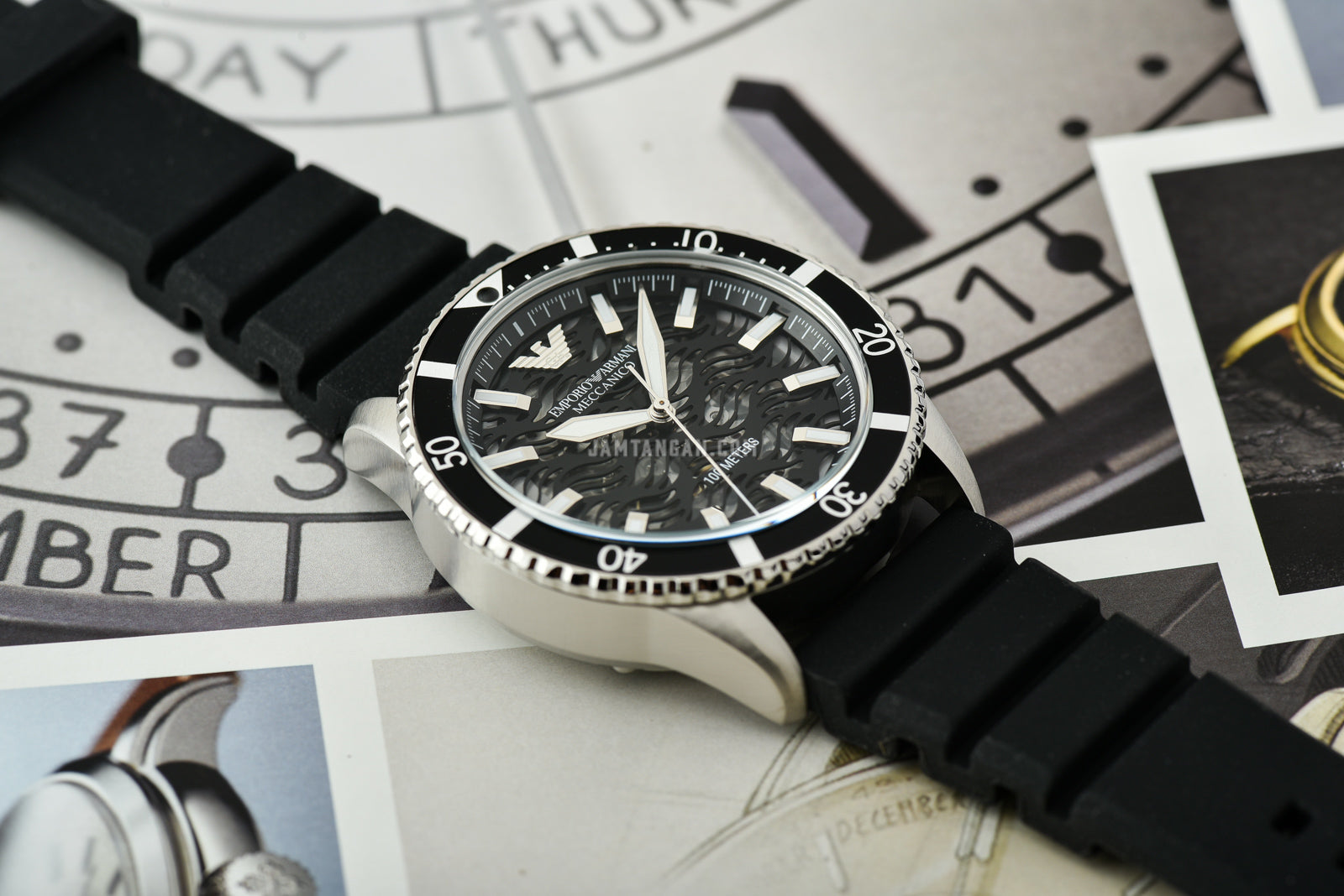  Shop Authentic Emporio Armani Meccanico Automatic Black Dial Black Silicone Strap Watch For Men - AR60062 - Luxxuri