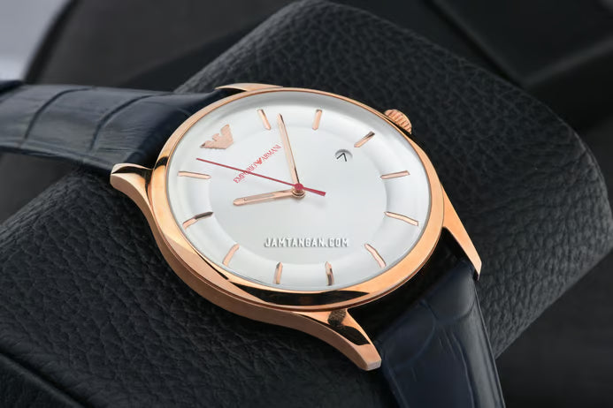  Shop Authentic Emporio Armani Classic Silver Dial Blue Leather Strap Watch For Men - AR11131 - Luxxuri