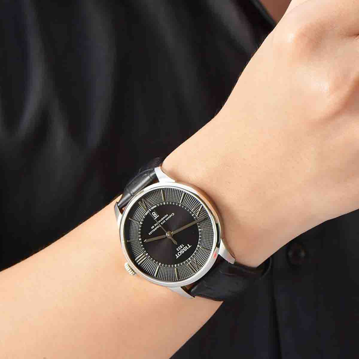  Shop Authentic Tissot Chemin Des Tourelles Powermatic 80 Black Dial Black Leather Strap Watch For Men - T099.407.16.058.00 - Luxxuri