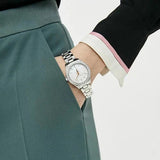  Shop Authentic Michael Kors Liliane Three Hand Mother of Pearl White Dial Silver Steel Strap Watch For Women - MK4556 - Luxxuri