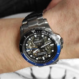  Shop Authentic Fossil FB-01 Automatic Skeleton Black Dial Grey Steel Strap Watch for Men - ME3201 - Luxxuri