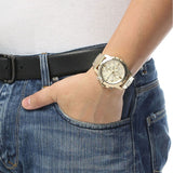  Shop Authentic Fossil Dean Chronograph Champagne Dial Gold Steel Strap Watch for Men - FS4867 - Luxxuri