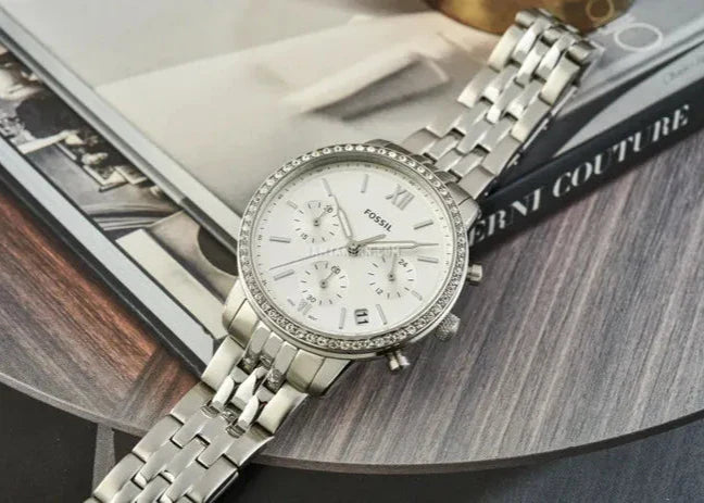  Shop Authentic Fossil Neutra Chronograph Silver Dial Silver Steel Strap Watch for Women - ES5217 - Luxxuri