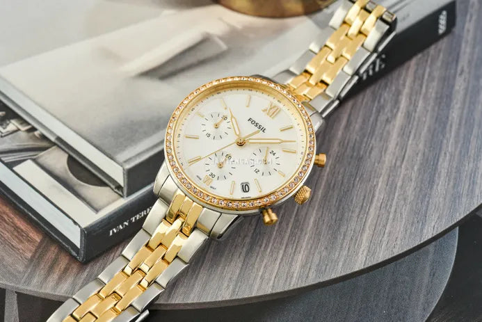  Shop Authentic Fossil Neutra Chronograph Mother of Pearl White Dial Two Tone Steel Strap Watch for Women - ES5216 - Luxxuri