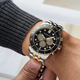  Shop Authentic Michael Kors Cunningham Chronograph Black Dial Two Tone Steel Strap Watch For Men - MK8964 - Luxxuri