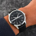  Shop Authentic Armani Exchange Hampton Chronograph Black Dial Black Leather Strap Watch For Men - AX2101 - Luxxuri