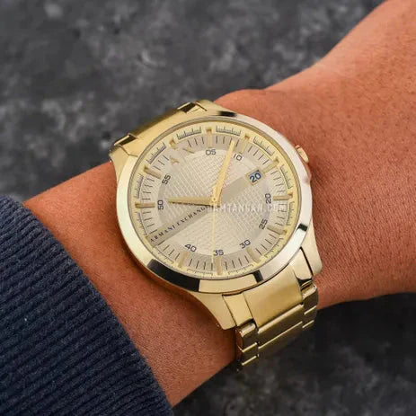  Shop Authentic Armani Exchange Hampton Chronograph Gold Dial Gold Steel Strap Watch For Men - AX2415 - Luxxuri