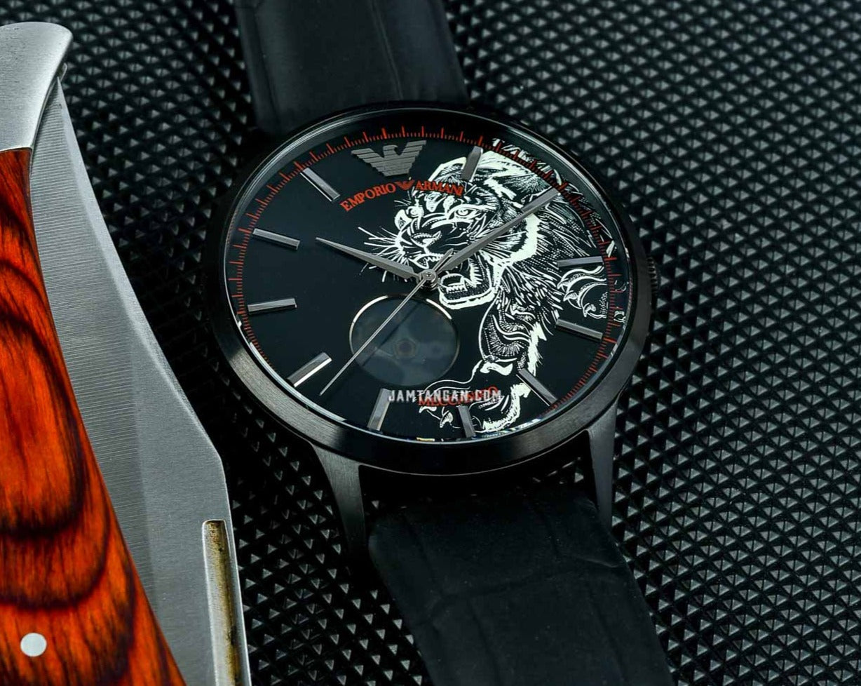  Shop Authentic Emporio Armani Meccanico Skeleton Black Dial Black Leather Strap Watch For Men - AR60046 - Luxxuri