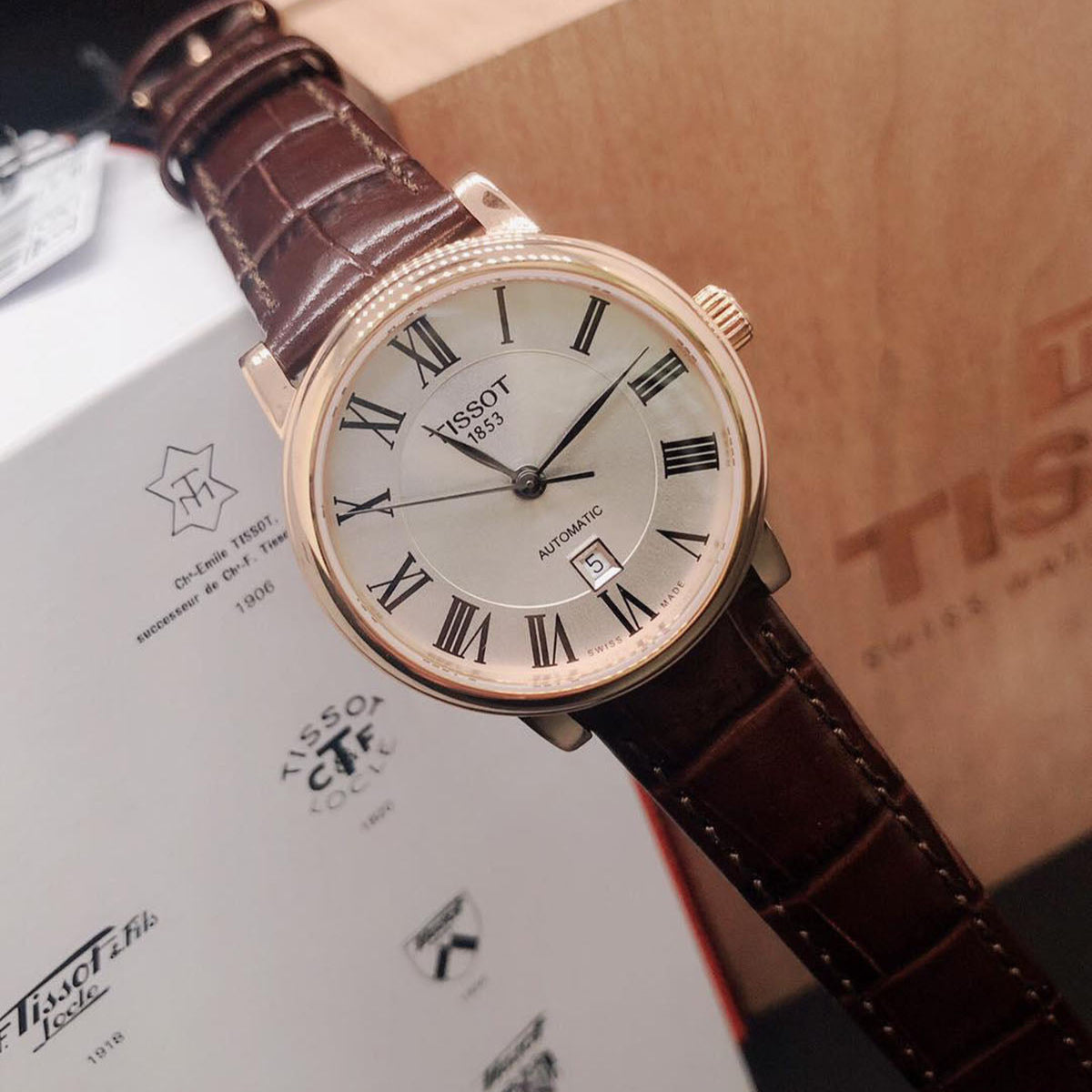 Shop Authentic Tissot T Classic Carson Premium White Dial Brown Leather Strap Watch for Women - T122.207.36.033.00 - Luxxuri