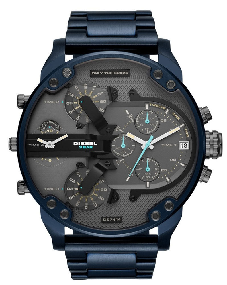  Shop Authentic Diesel Daddy 2.0 Chronograph Quartz Grey Dial Blue Steel Strap Watch For Men - DZ7414 - Luxxuri