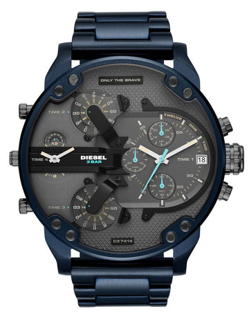  Shop Authentic Diesel Daddy 2.0 Chronograph Quartz Grey Dial Blue Steel Strap Watch For Men - DZ7414 - Luxxuri