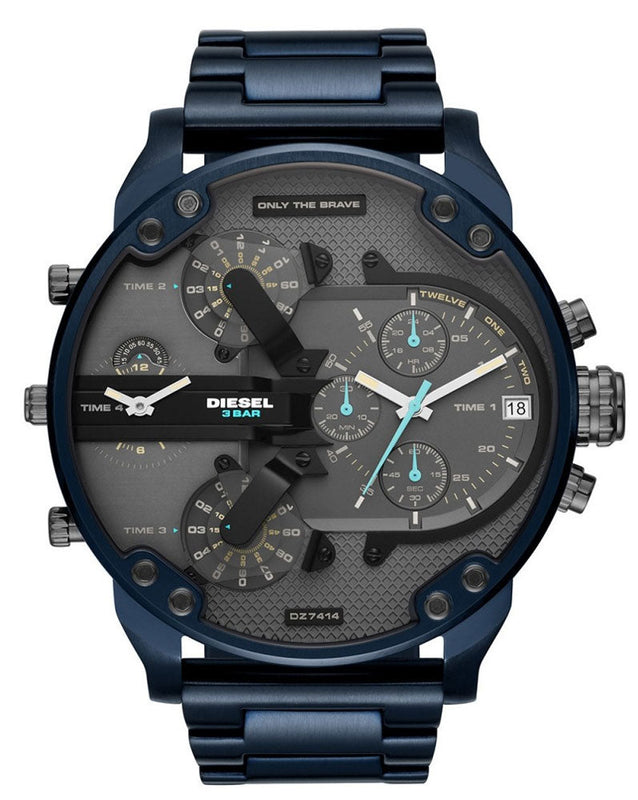  Shop Authentic Diesel Daddy 2.0 Chronograph Quartz Grey Dial Blue Steel Strap Watch For Men - DZ7414 - Luxxuri