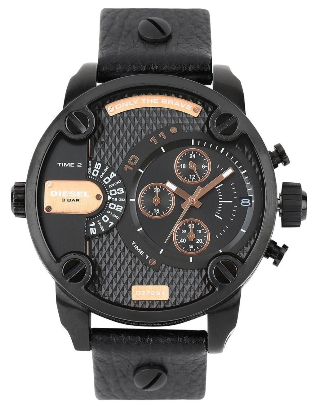  Shop Authentic Diesel Little Daddy Chronograph Black Dial Black Leather Strap Watch For Men - DZ7291 - Luxxuri