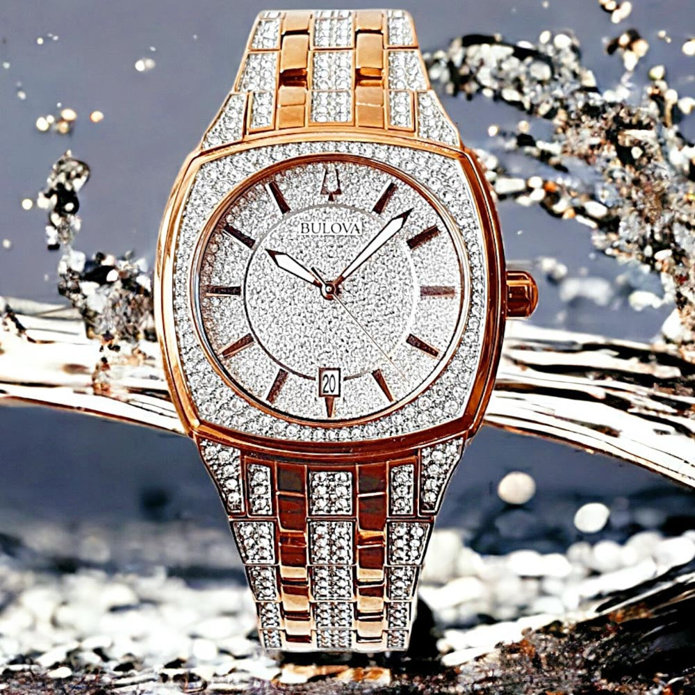  Shop Authentic Bulova Phantom Crystal Silver Dial Two Tone Steel Strap Watch for Men - 98B324 - Luxxuri