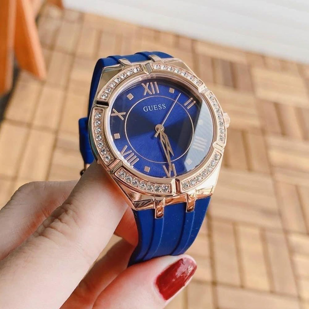  Shop Authentic Guess Cosmo Diamonds Blue Blue Dial Blue Silicone Strap Watch for Women - GW0034L4 - Luxxuri