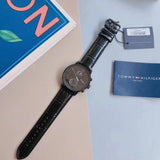  Shop Authentic Tommy Hilfiger Aden Chronograph Black Dial Black Leather Strap Watch for Men - 1791310 - Luxxuri