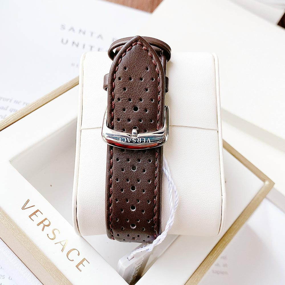  Shop Authentic Versace Aion Chronograph White Dial Brown Leather Strap Watch for Men - VBR010017 - Luxxuri