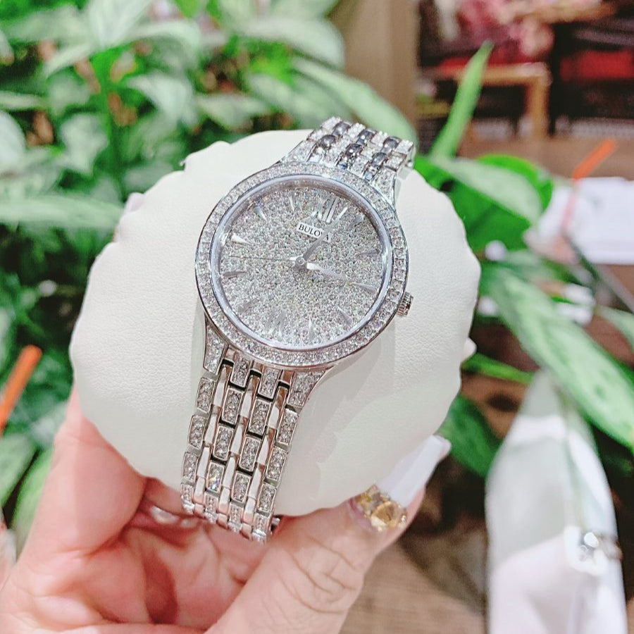  Shop Authentic Bulova Crystal Collection Silver Dial Silver Steel Strap Watch for Women - 96L243 - Luxxuri