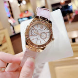  Shop Authentic Guess Limelight Quartz Analog White Dial Pink Leather Strap Watch For Women - W0775l3 - Luxxuri