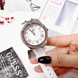  Shop Authentic Guess Sparkling Silver Dial White Rubber Strap Watch For Women - GW0032L1 - Luxxuri
