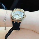  Shop Authentic Guess Cosmo Diamonds Gold Dial Black Rubber Strap Watch for Women - GW0034L1 - Luxxuri