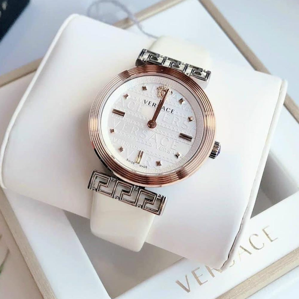  Shop Authentic Versace Greca White Dial White Leather Strap Watch for Women - VELW00120 - Luxxuri