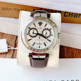  Shop Authentic Versace Aion Chronograph White Dial Brown Leather Strap Watch for Men - VBR010017 - Luxxuri