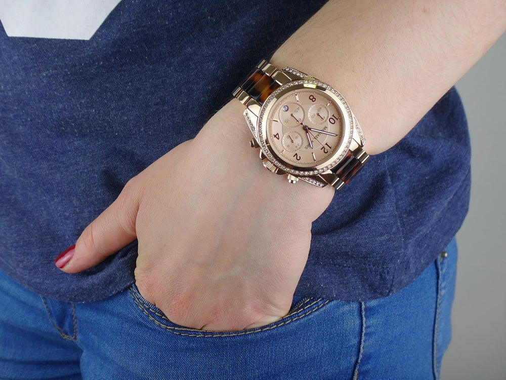 Michael Kors Blair Rose Gold Dial Two Tone Steel Strap Watch For Women - MK5859