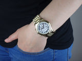  Shop Authentic Michael Kors Cooper Chronograph White Dial Gold Steel Strap Watch For Women - MK5916 - Luxxuri