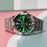  Shop Authentic Breitling Chronomat GMT 40 Green Dial Silver Steel Strap Watch for Men - A32398101L1A1 - Luxxuri