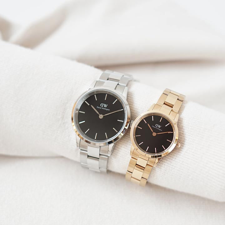  Shop Authentic Daniel Wellington Iconic Link Black Dial Silver Steel Strap Watch for Women - DW00100204 - Luxxuri