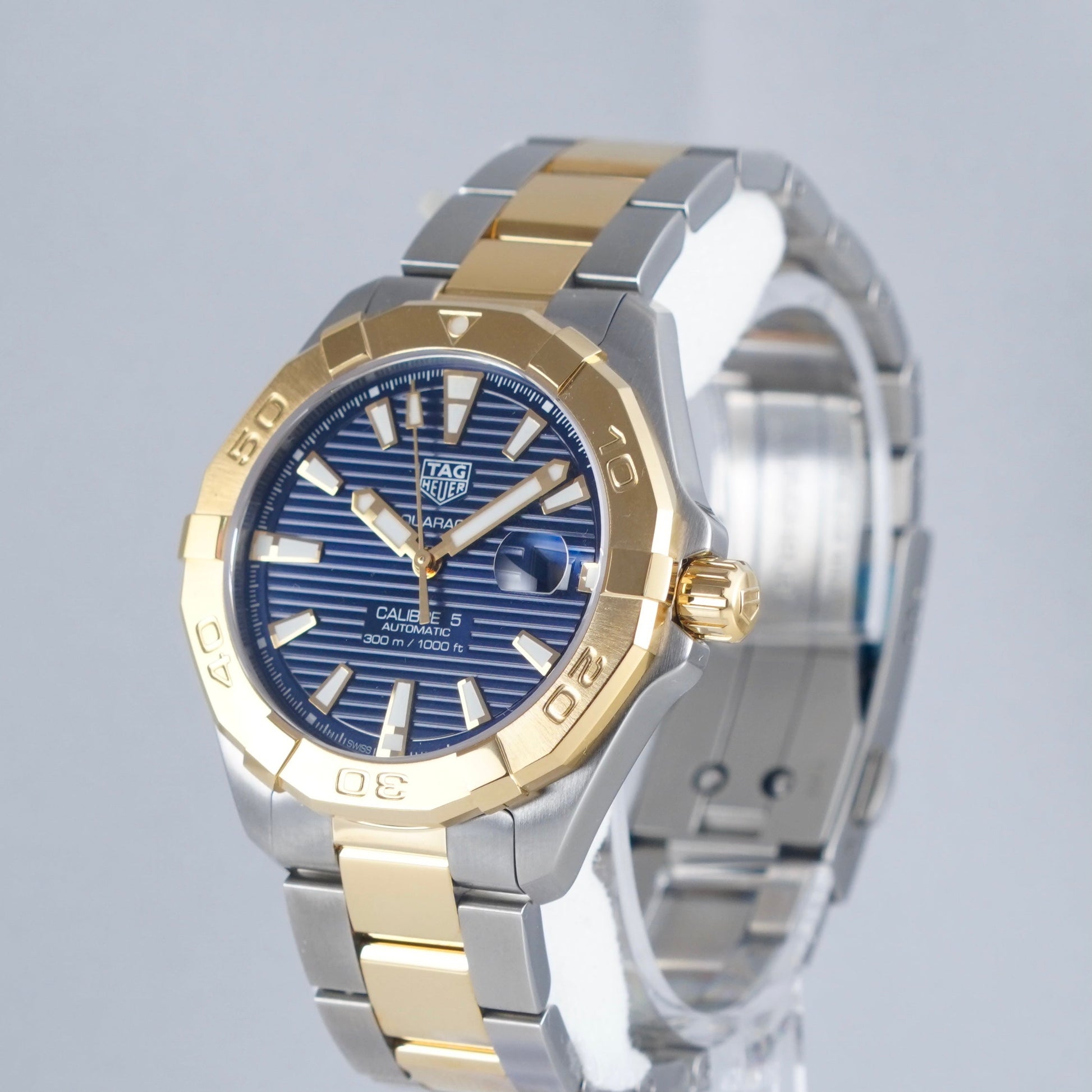  Shop Authentic Tag Heuer Aquaracer Calibre 5 Blue Dial Two Tone Steel Strap Watch for Women - WBD2120.BB0930 - Luxxuri