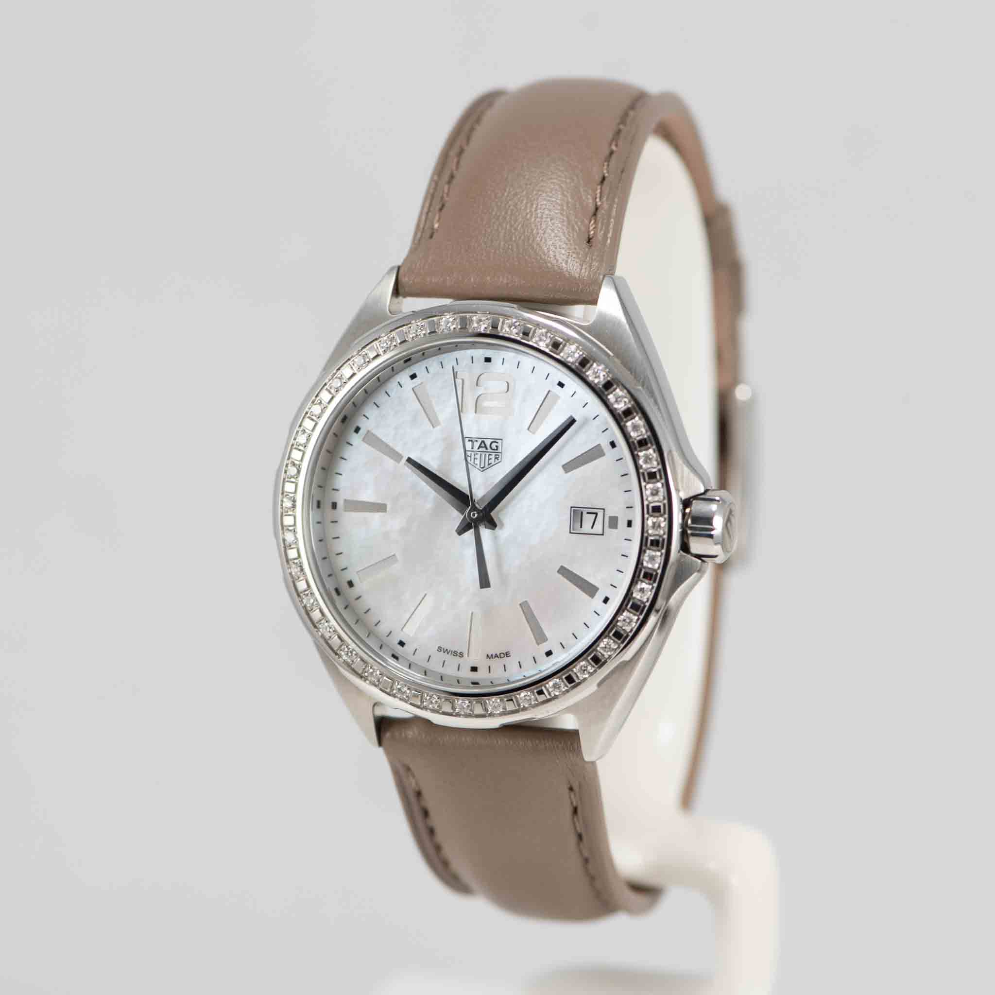 Tag Heuer Formula 1 Quartz Mother of Pearl Dial Brown Leather Strap Watch for Women - WBJ131A.FC8255