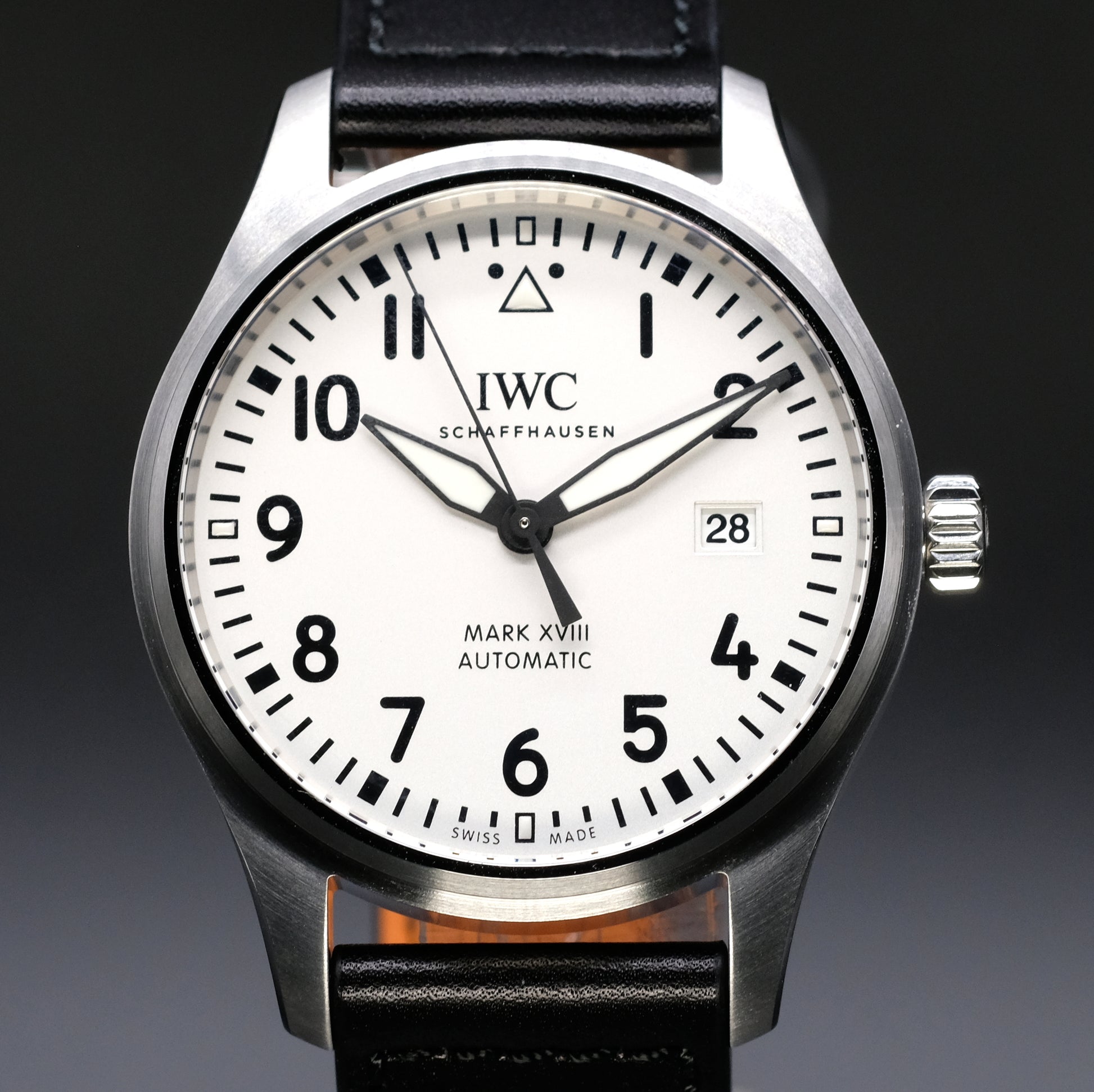  Shop Authentic IWC Pilot's Watch Mark XVIII White Dial Black Leather Strap Watch for Men - IW327002 - Luxxuri