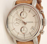  Shop Authentic Fossil Boyfriend Chronograph White Dial Brown Leather Strap Watch for Women - ES3625 - Luxxuri