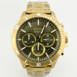  Shop Authentic Hugo Boss Troper Chronograph Green Dial Gold Steel Strap Watch For Men - 1514059 - Luxxuri