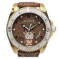  Shop Authentic Gucci Dive Doraemon Brown Dial Brown Leather Strap Watch For Men - YA136334 - Luxxuri