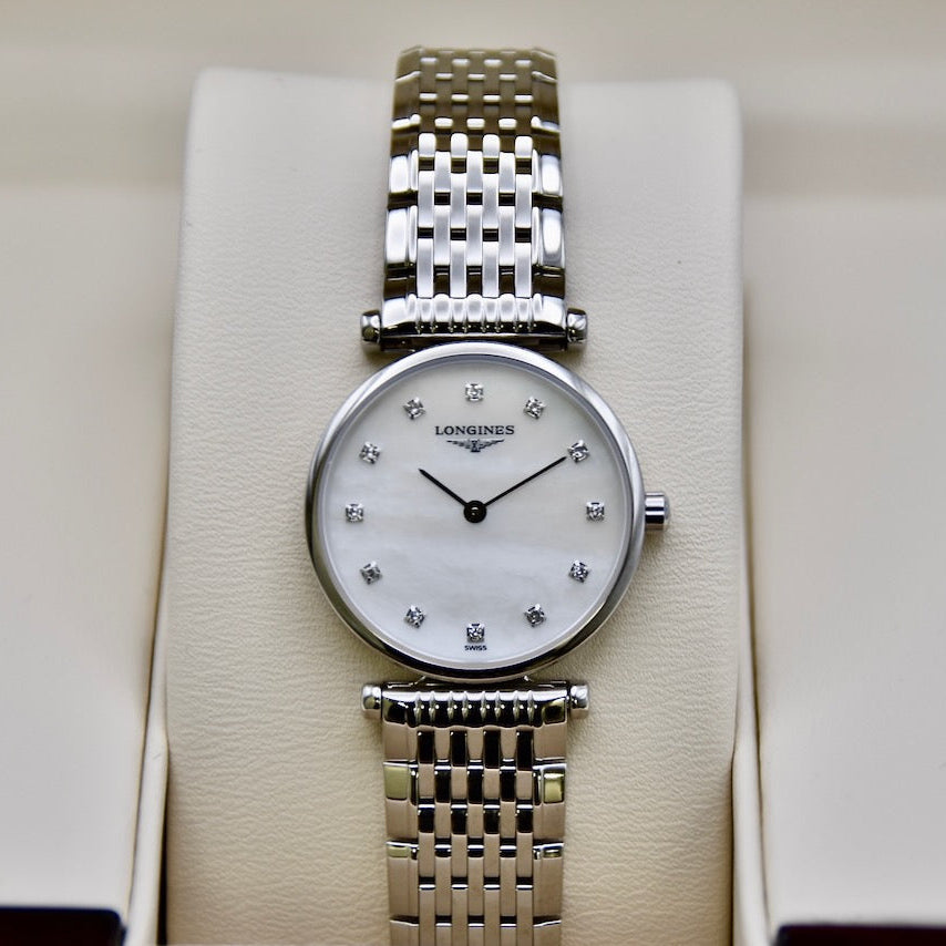  Shop Authentic Longines La Grande Classique Diamonds White Dial Silver Steel Strap Watch for Women - L4.209.4.87.6 - Luxxuri