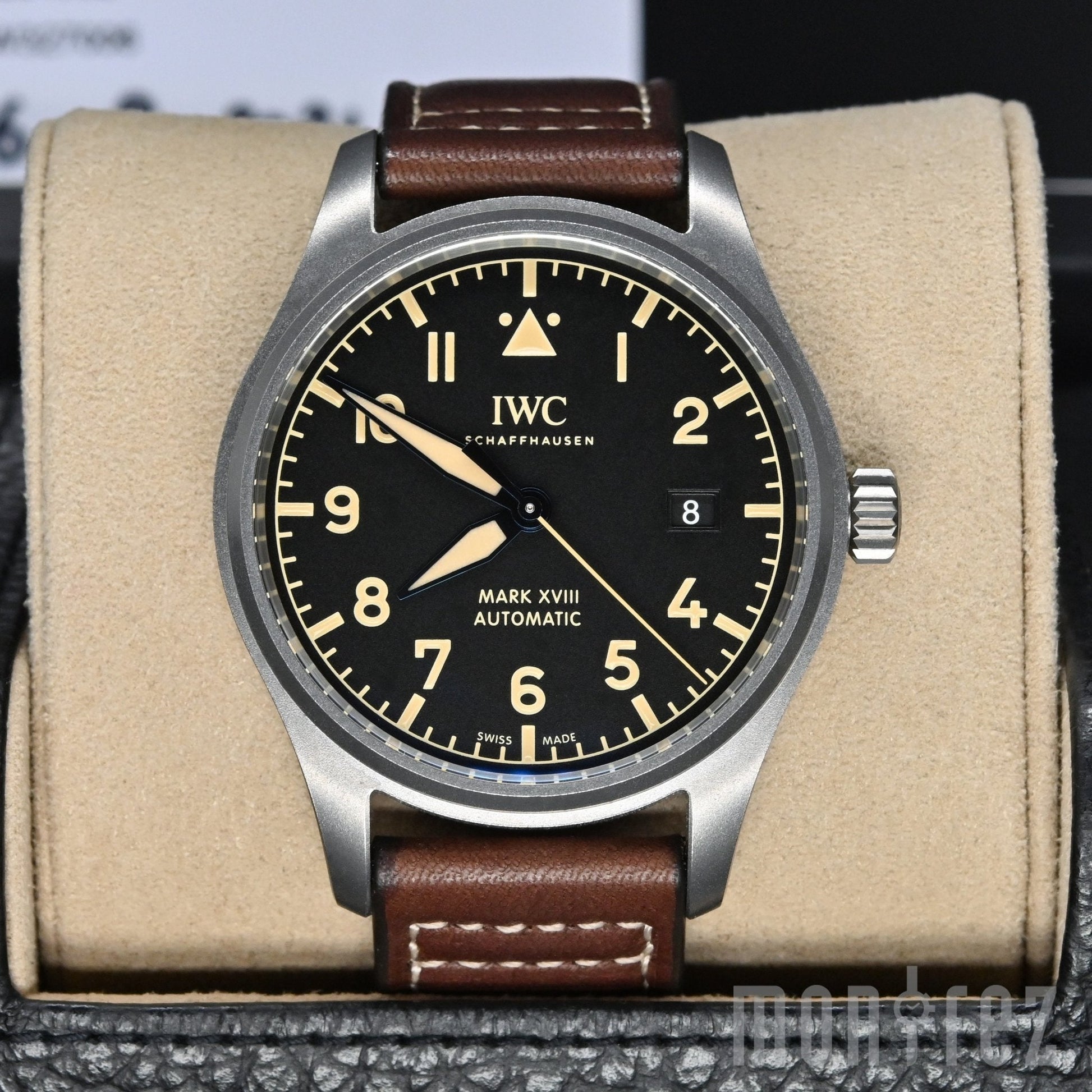  Shop Authentic IWC Pilot's Watch Mark XVIII 40mm Black Dial Brown Leather Strap Watch for Men - IW327006 - Luxxuri