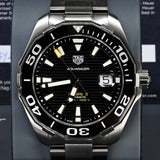  Shop Authentic Tag Heuer Aquaracer Black Dial Silver Steel Strap Strap Watch for Men - WAY201A.BA0927 - Luxxuri