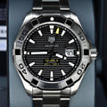  Shop Authentic Tag Heuer Aquaracer Automatic Black Dial Silver Steel Strap Watch for Men - WAY2010.BA0927 - Luxxuri