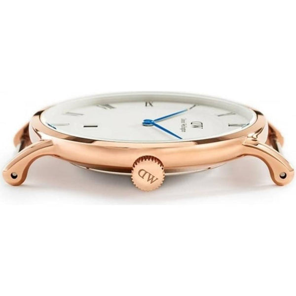  Shop Authentic Daniel Wellington Dapper Durham White Dial Brown Leather Strap Watch For Women - DW00100113 - Luxxuri