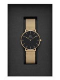  Shop Authentic Daniel Wellington Petite Evergold Black Dial Gold Mesh Strap Watch For Women - DW00100345 - Luxxuri